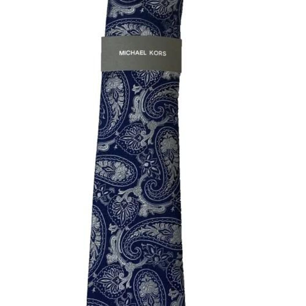 Michael Kors Mens Tie Moss Necktie Dark Navy Paisley NWT $69.50